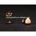 Las señoras de oro rosa de chapado en forma de corazón de acero inoxidable Stud Earrings ZZE008